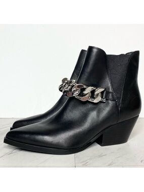 Marc Fisher Henly Black Leather Chain Bootie 7M
